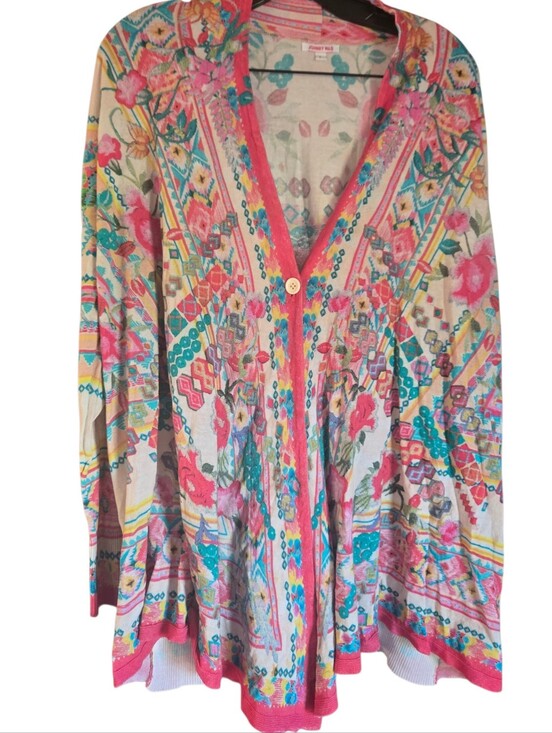 Johnny Was Tops - Johnny Was, Floral Multicolor V-Neck Button Cardigan for Women